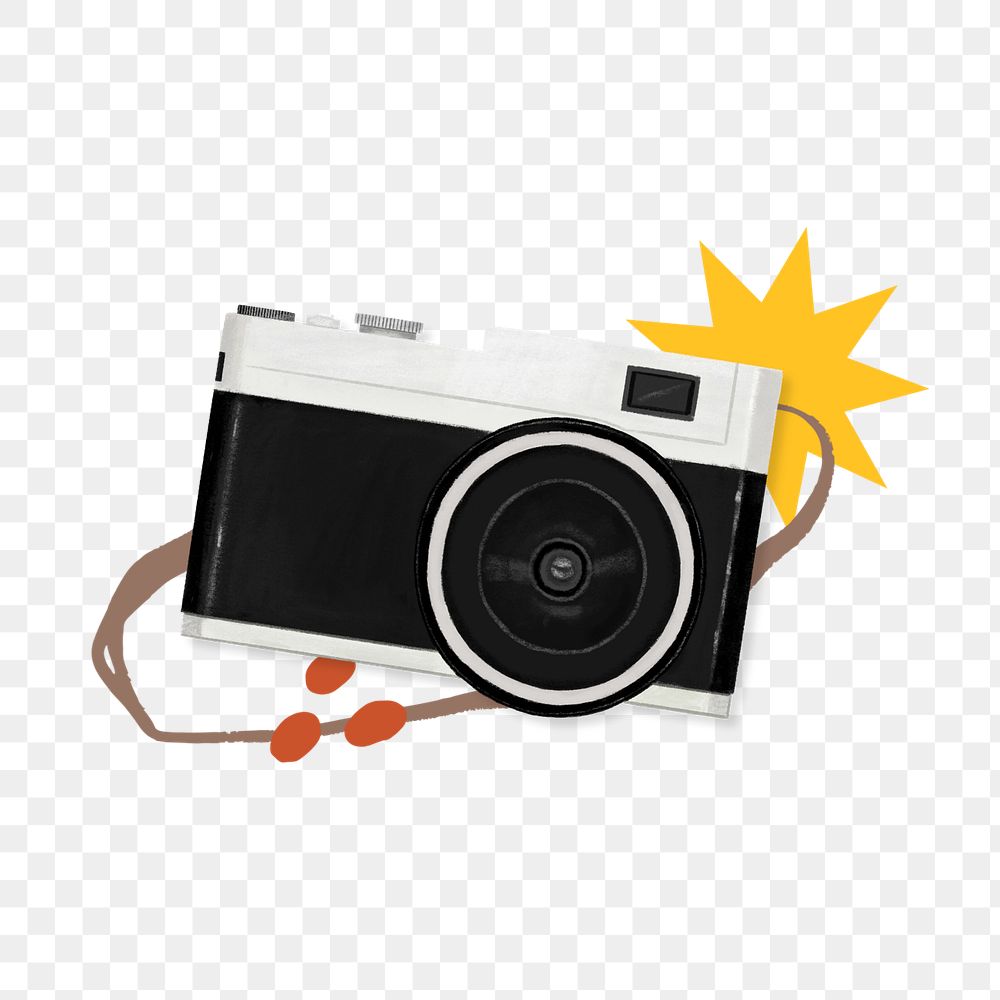 Flashing camera png, travel illustration, editable design