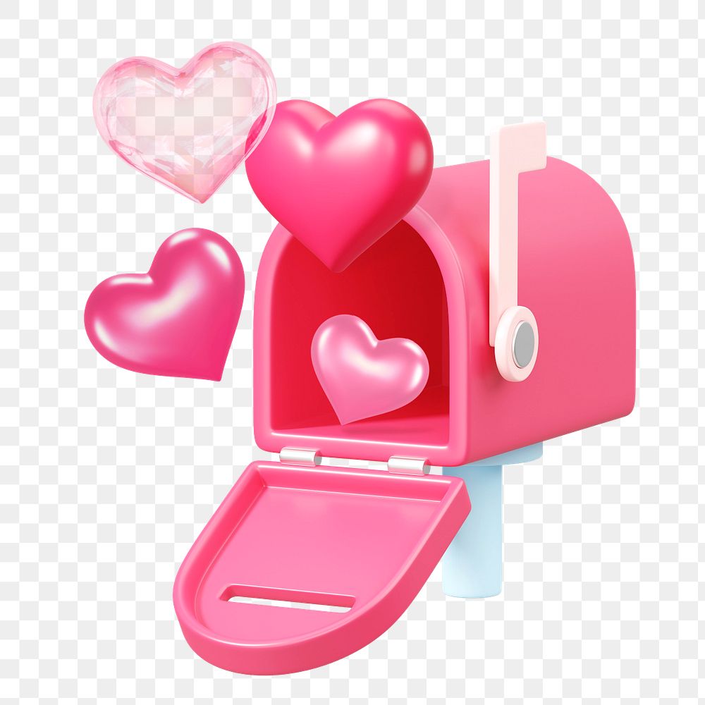 3D pink mailbox, Valentine's celebration remix, editable design