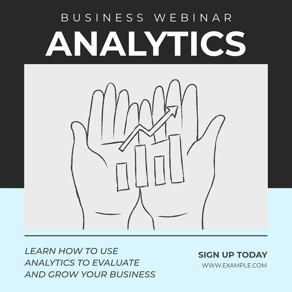 Business webinar analytics Instagram post template, editable text