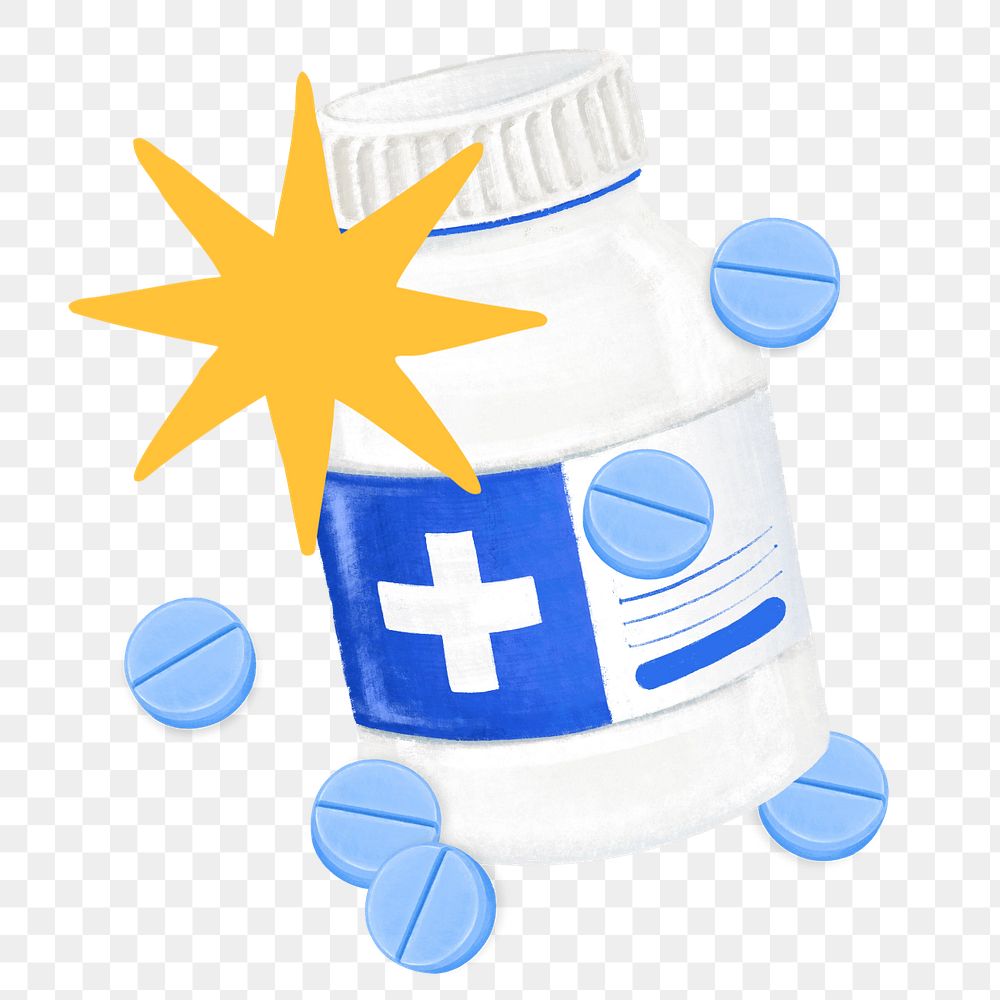 Medicine bottle png illustration, editable design