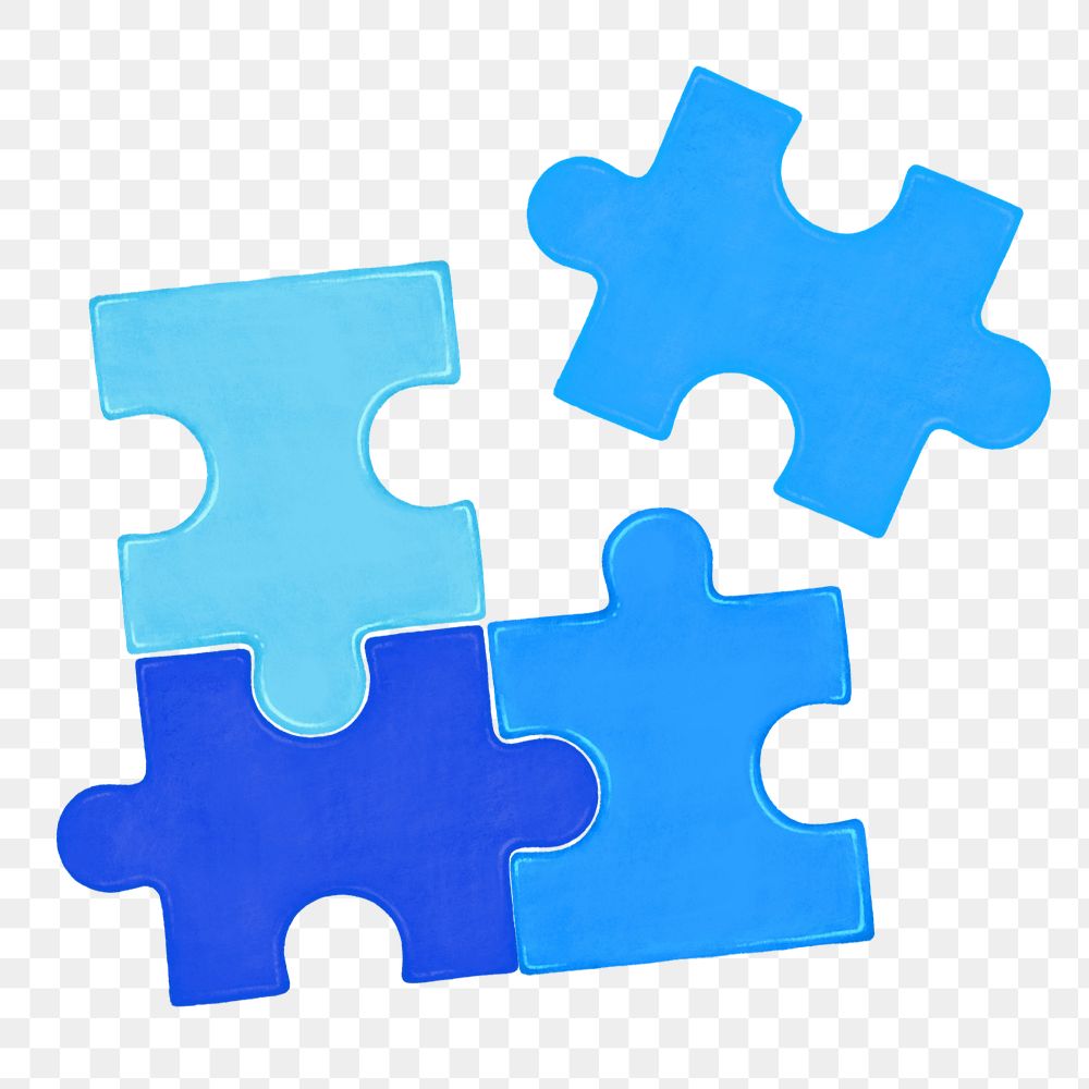 Blue jigsaw puzzle png illustration, editable design