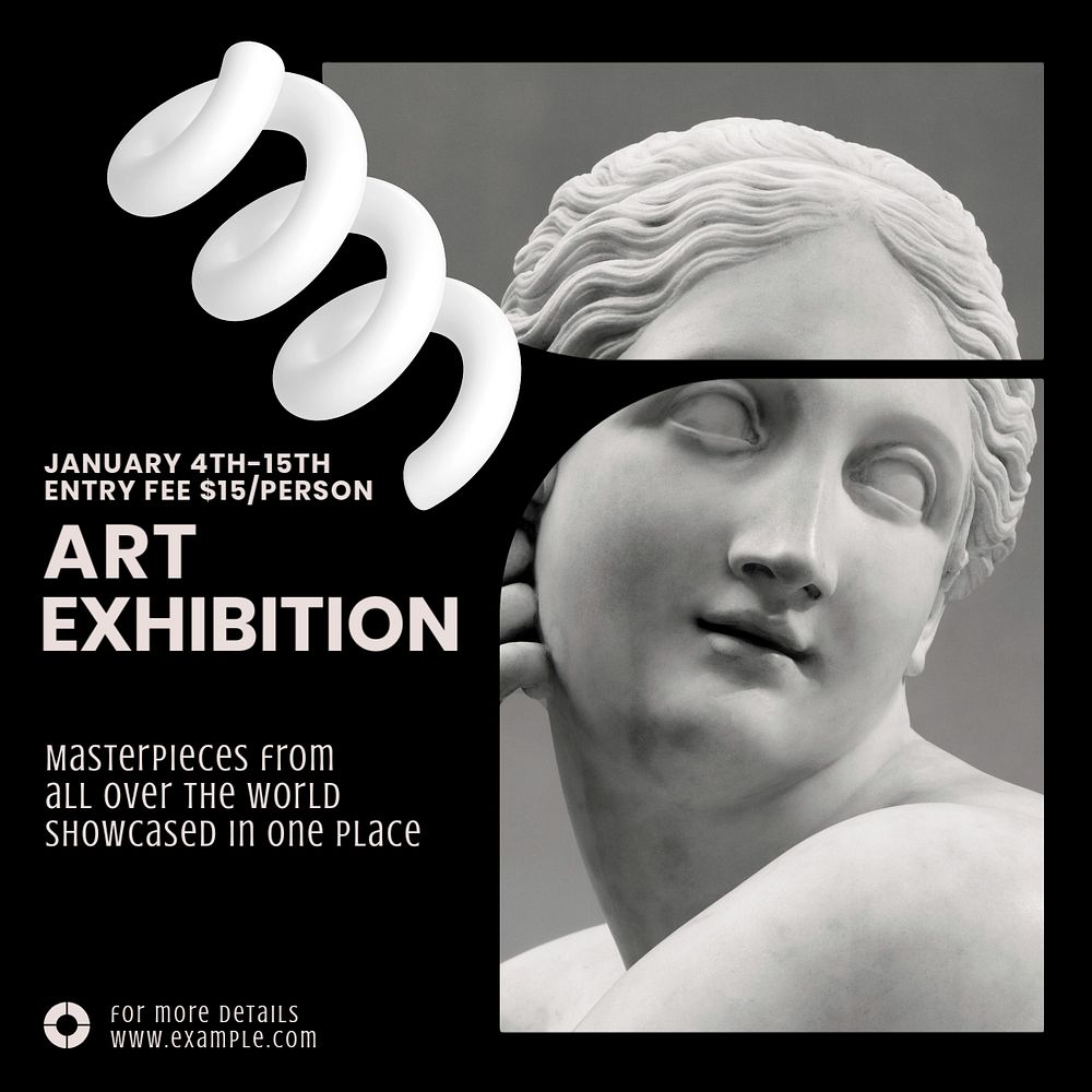 Art exhibition Instagram post template, editable design