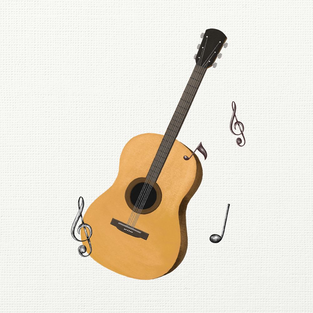 Acoustic guitar music, hobby illustration, editable design