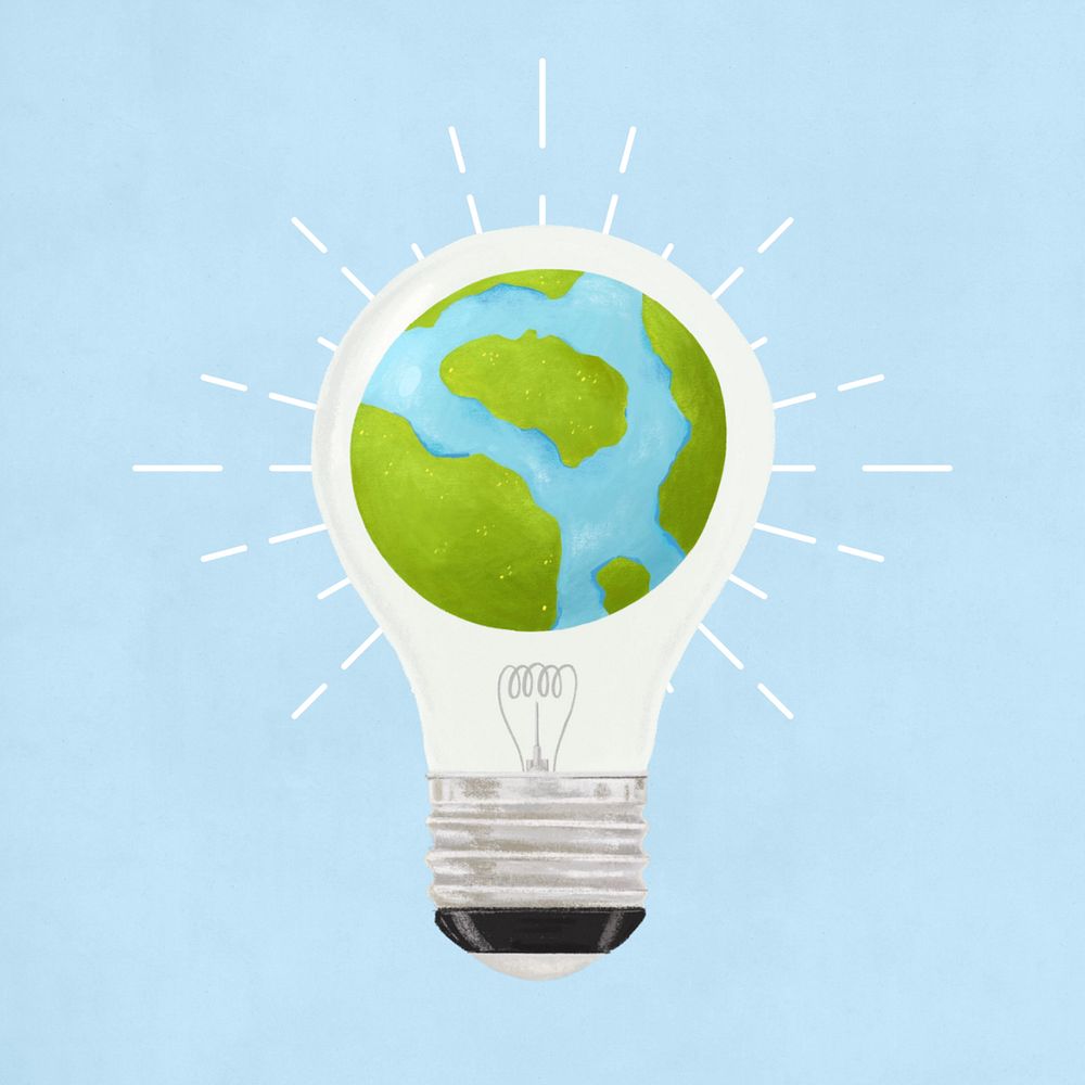 Light bulb globe, environment illustration, editable design