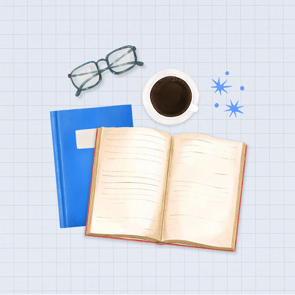 Book and coffee, education aesthetic, editable design