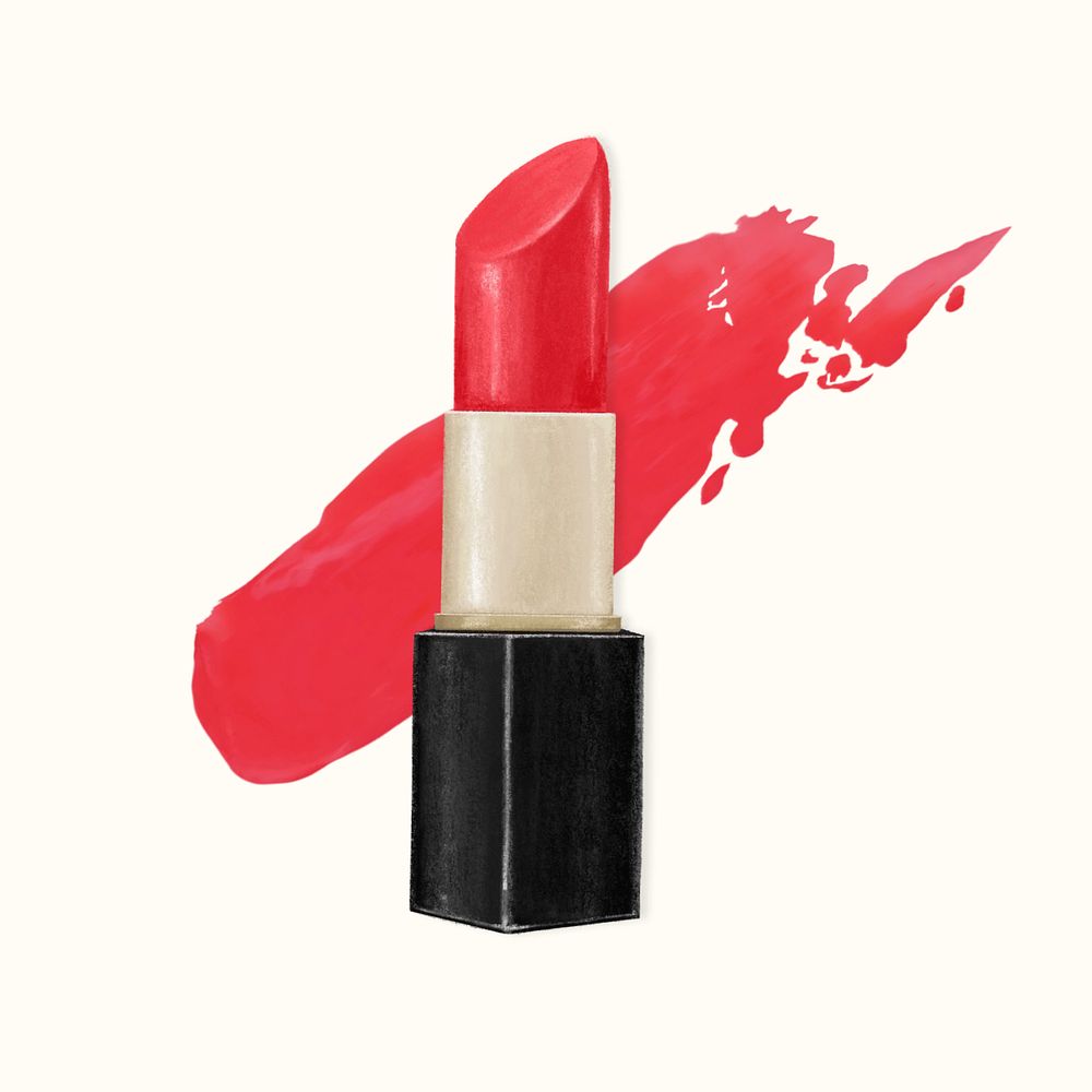 Lipstick smudge makeup illustration, editable design