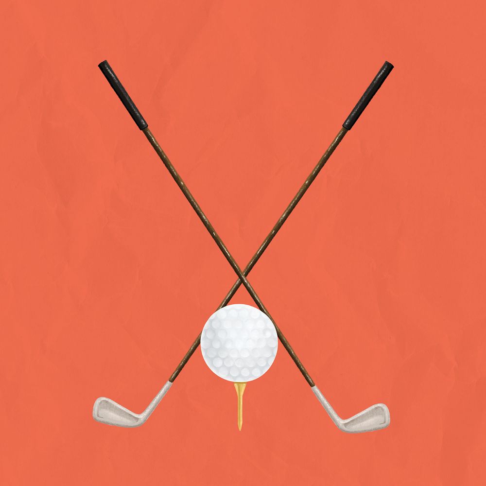 Golfing aesthetic, sport equipment illustration, editable design