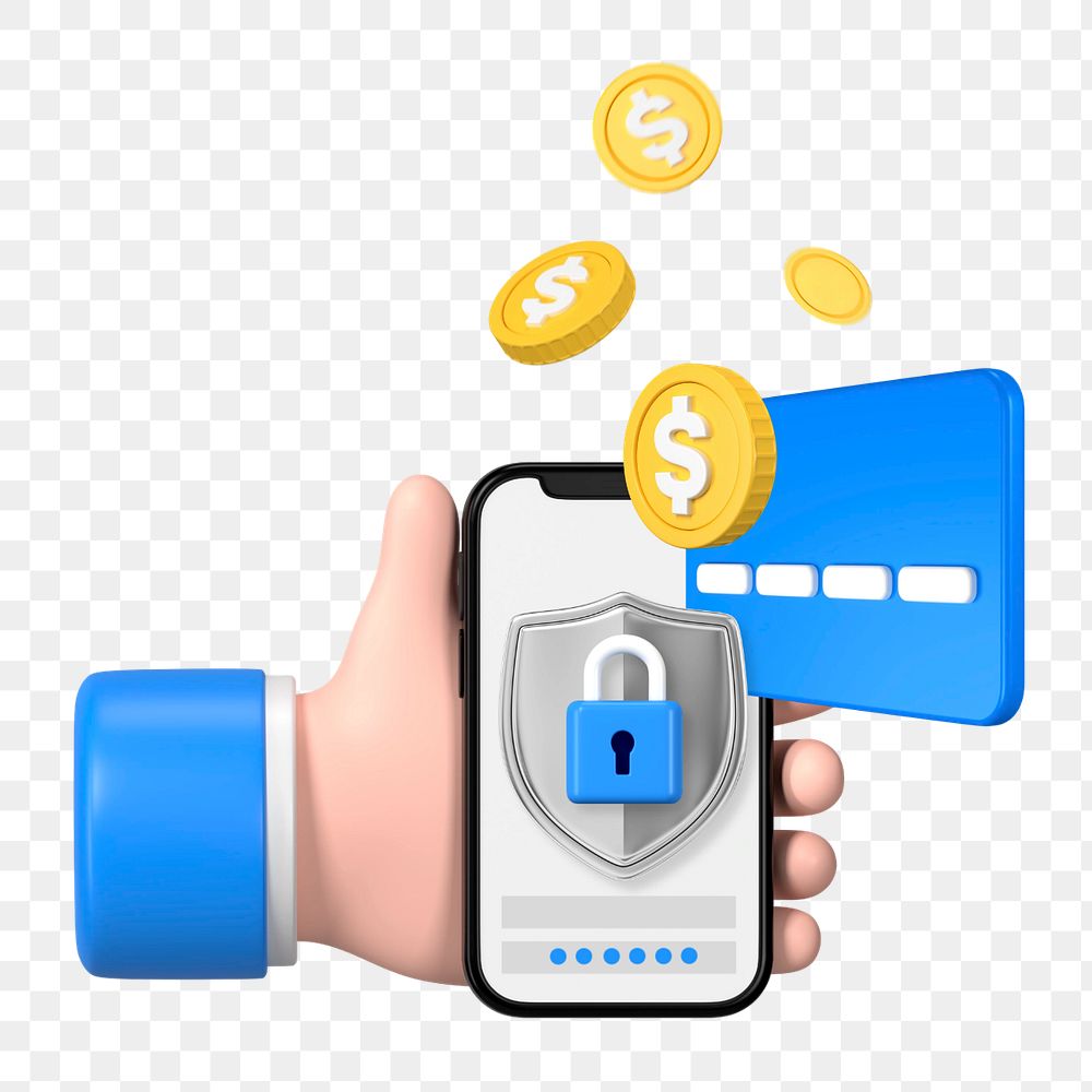 Online payment security, 3D technology remix, editable design