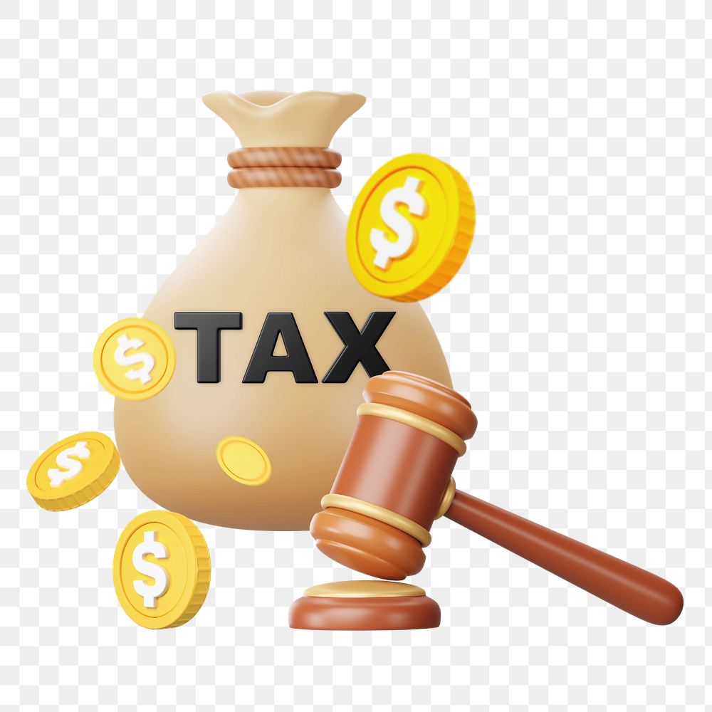 3D tax law remix, gravel and money illustration, editable design