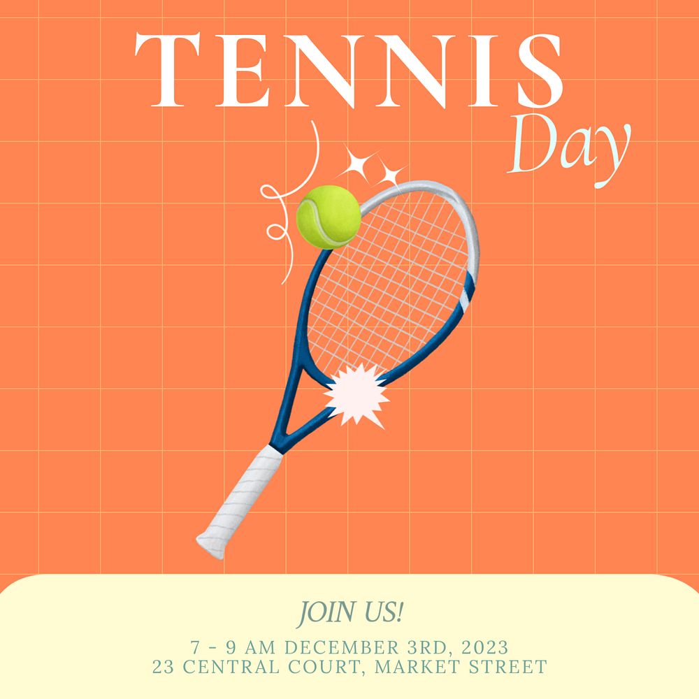 Tennis day Instagram post template, editable text