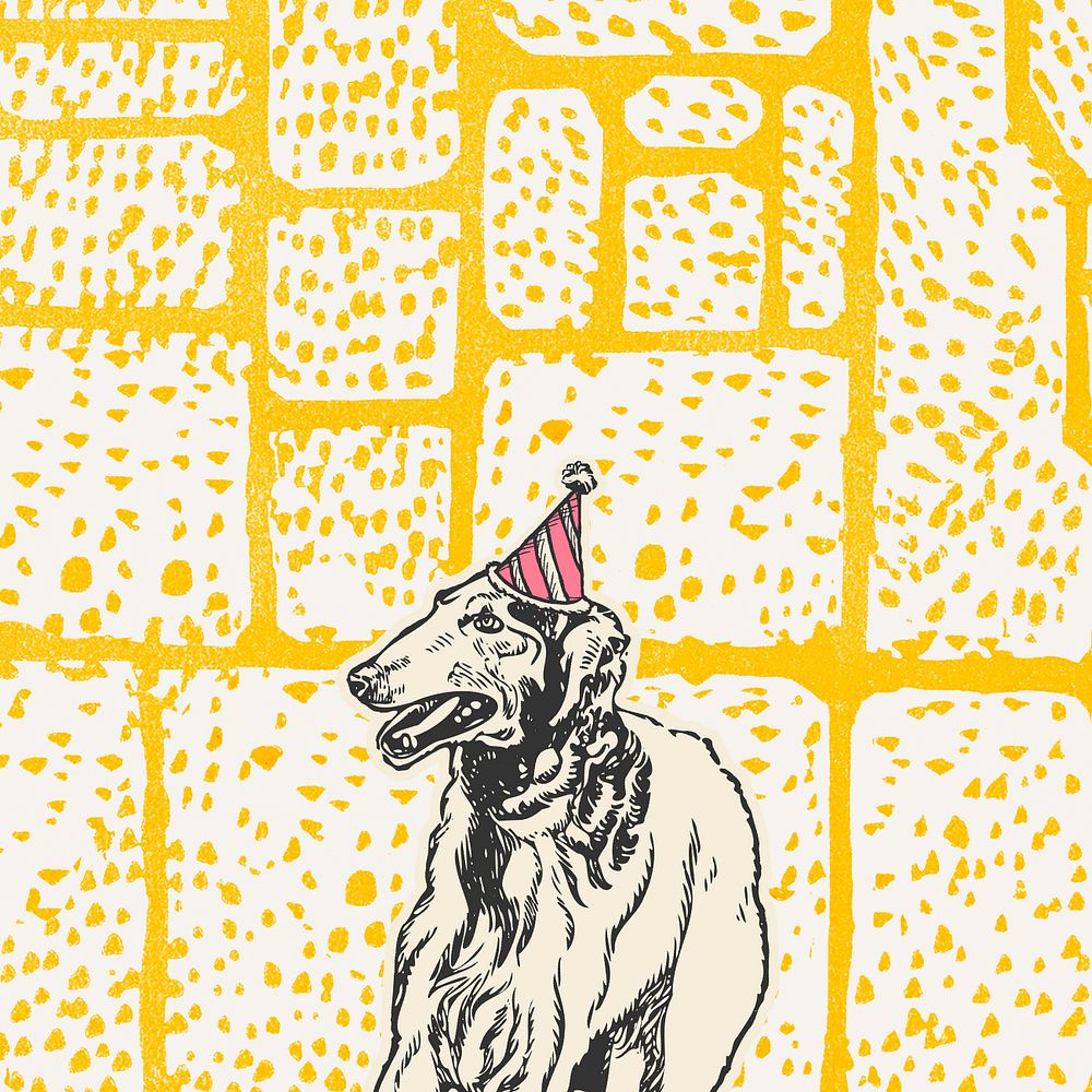 Brick greyhound birthday illustration. editable design