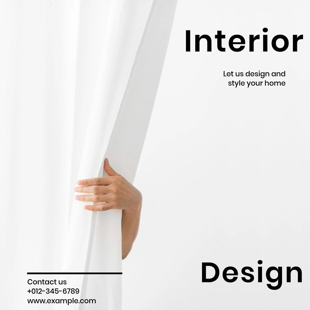 Interior design Instagram post template, editable text