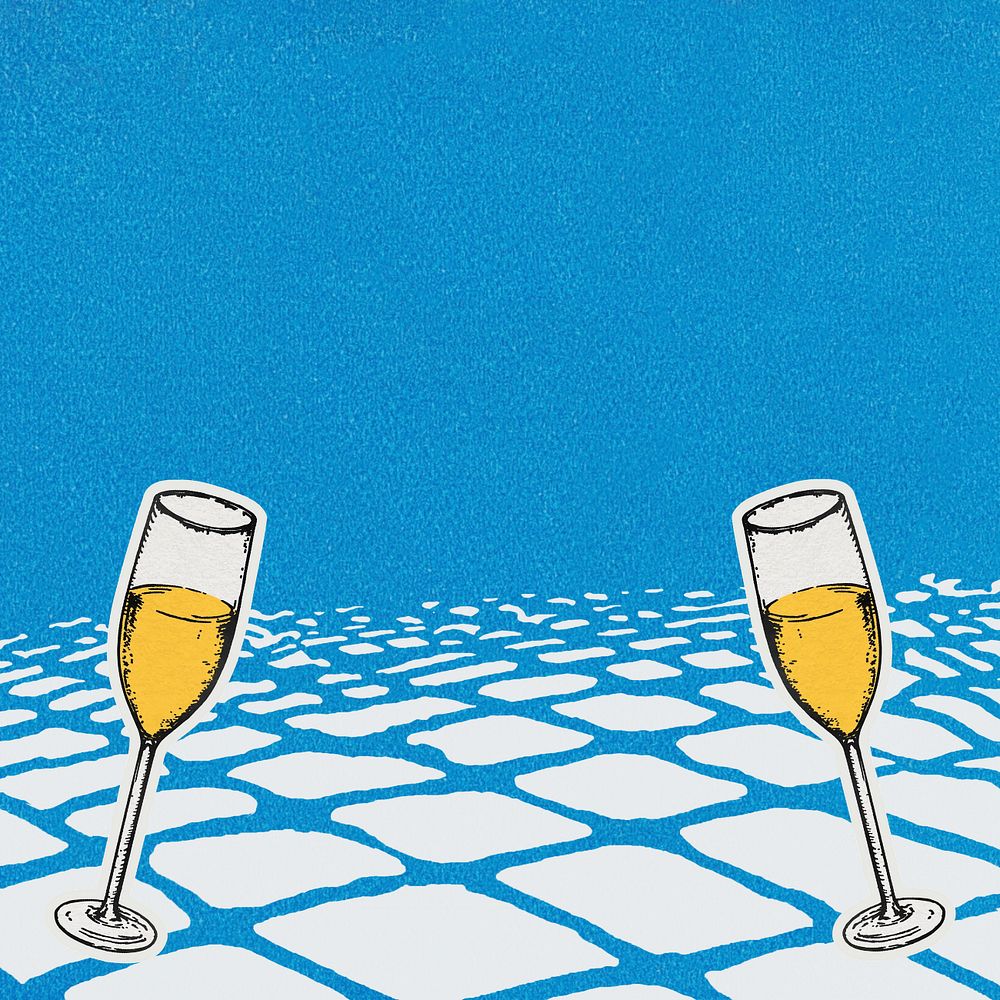 Blue vintage champagne illustration. editable design