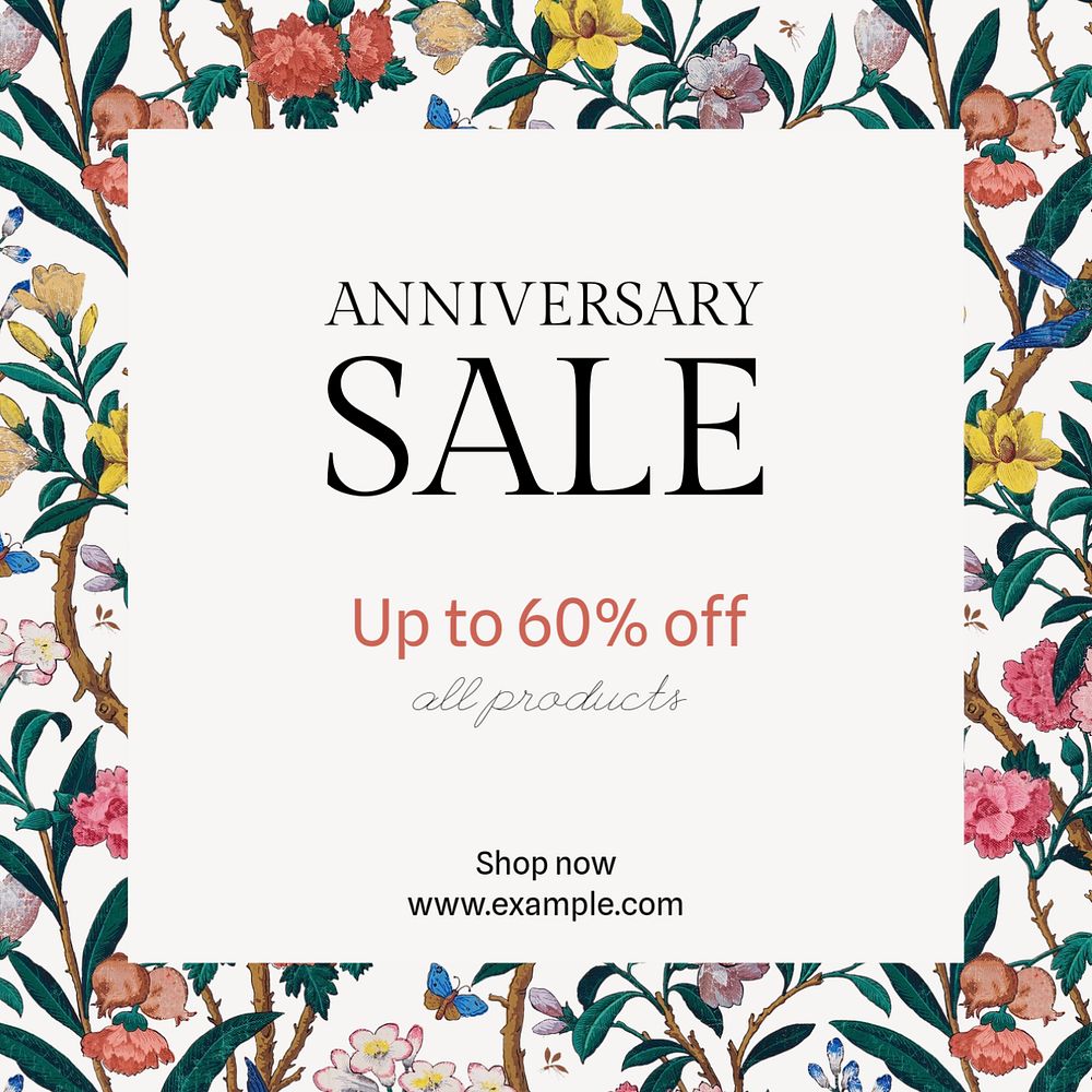 Anniversary sale Instagram post template, editable text