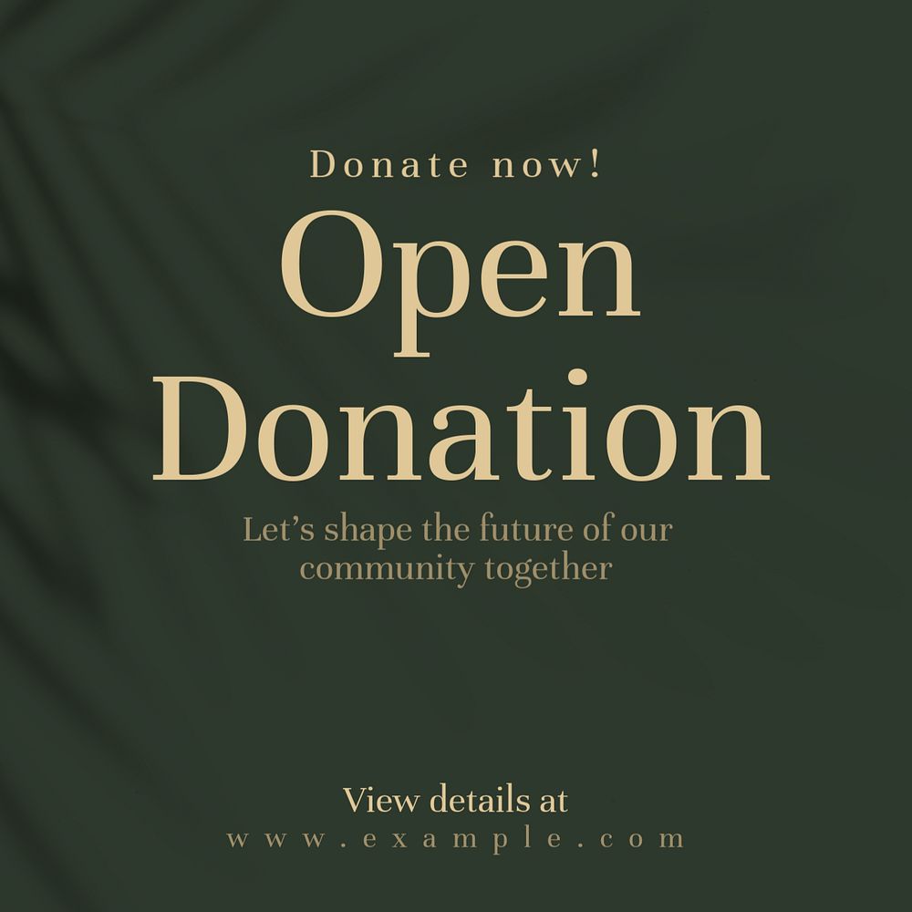 Open donation Instagram post template, editable text