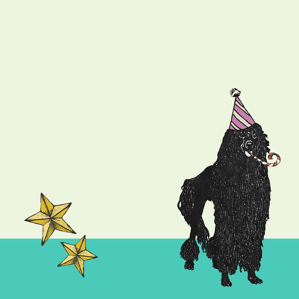 Cream poodle birthday illustration, editable design