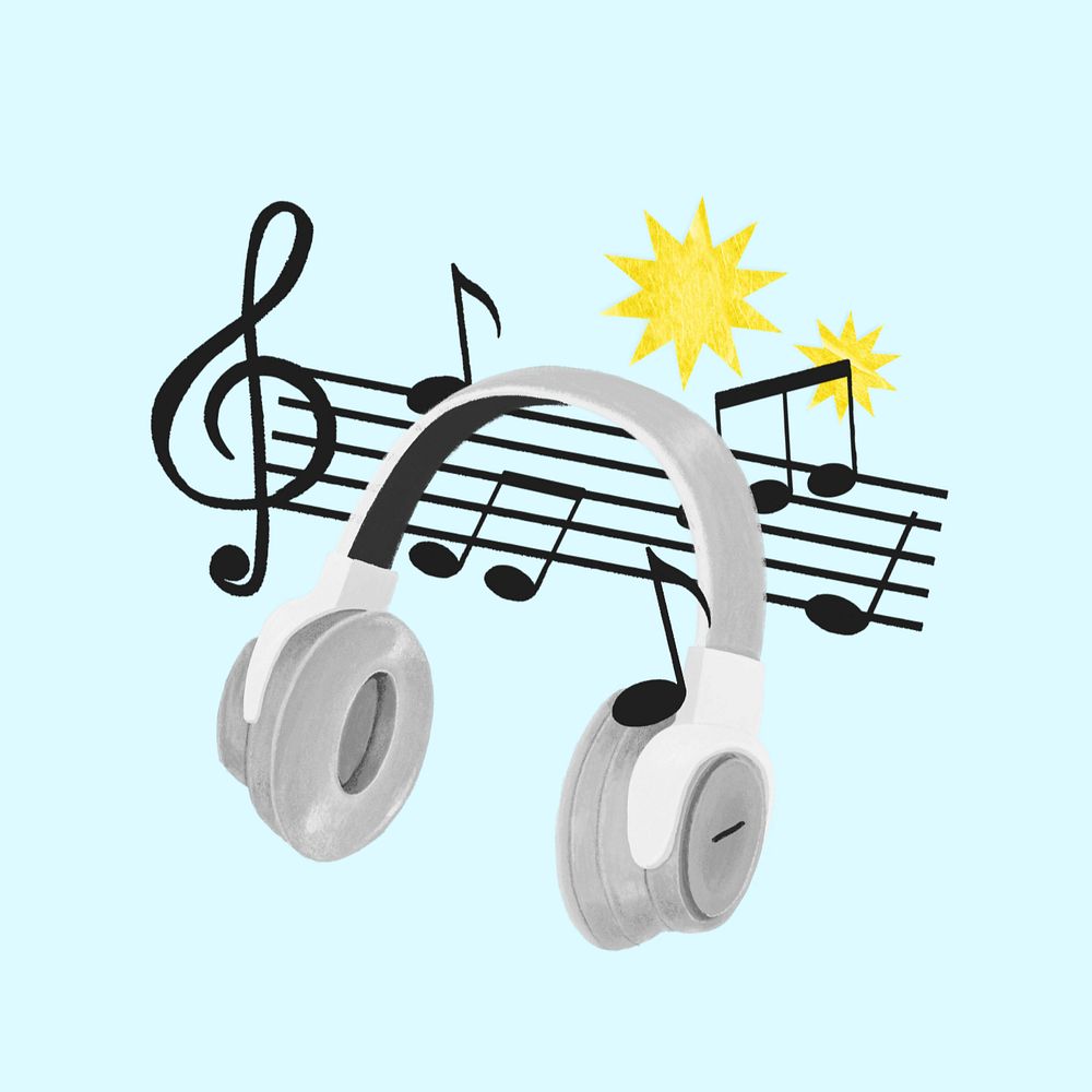 Music lover headphones, hobby illustration, editable design