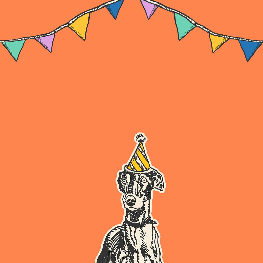 Greyhound birthday banner illustration, editable design