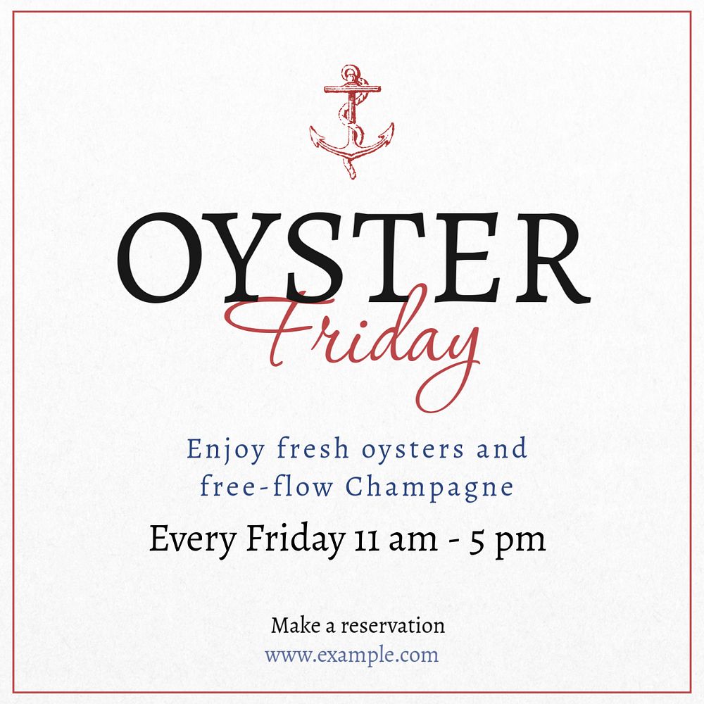 Oyster Friday Instagram post template, editable text