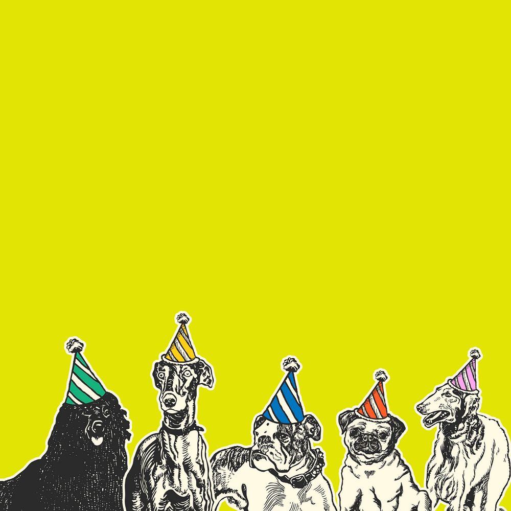 Vintage dog birthday illustration, editable design