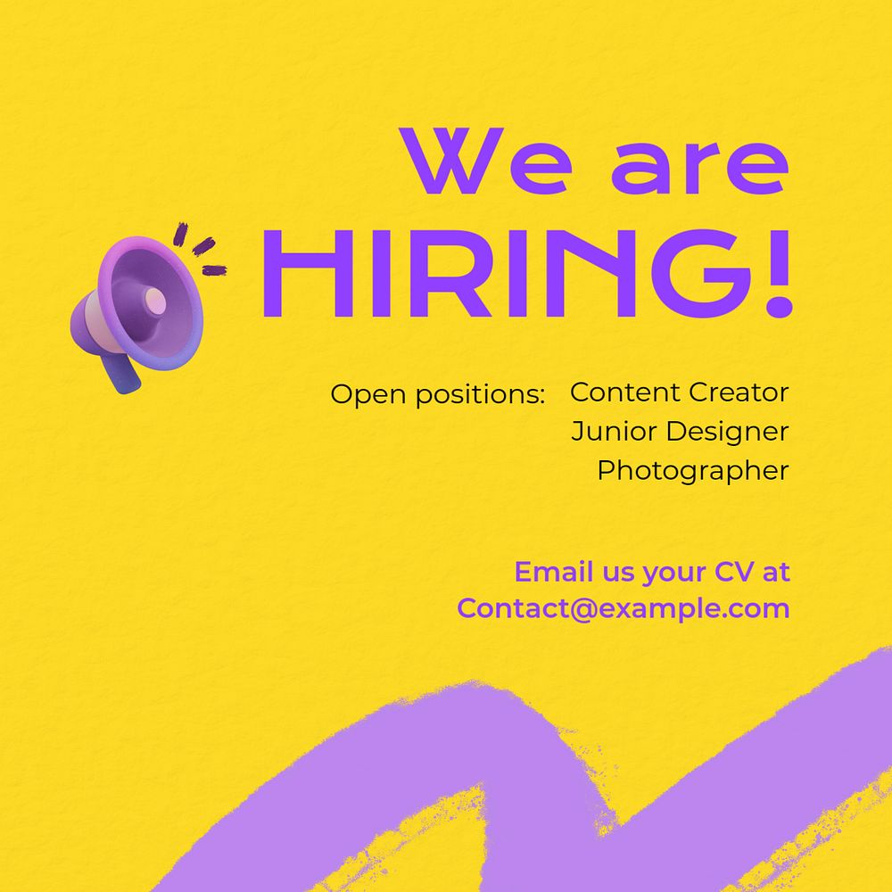 We are hiring Instagram post template, editable text