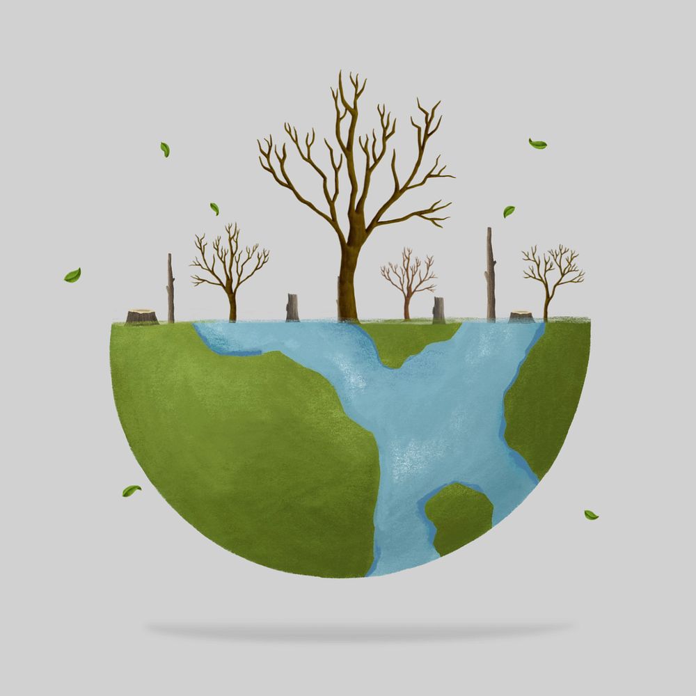 Leafless tree globe, environment illustration, editable design