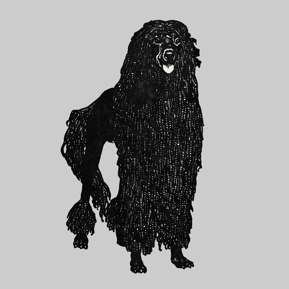 Brown vintage poodle illustration, editable design