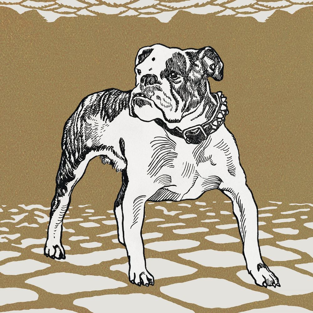 Brown vintage pug illustration, editable design