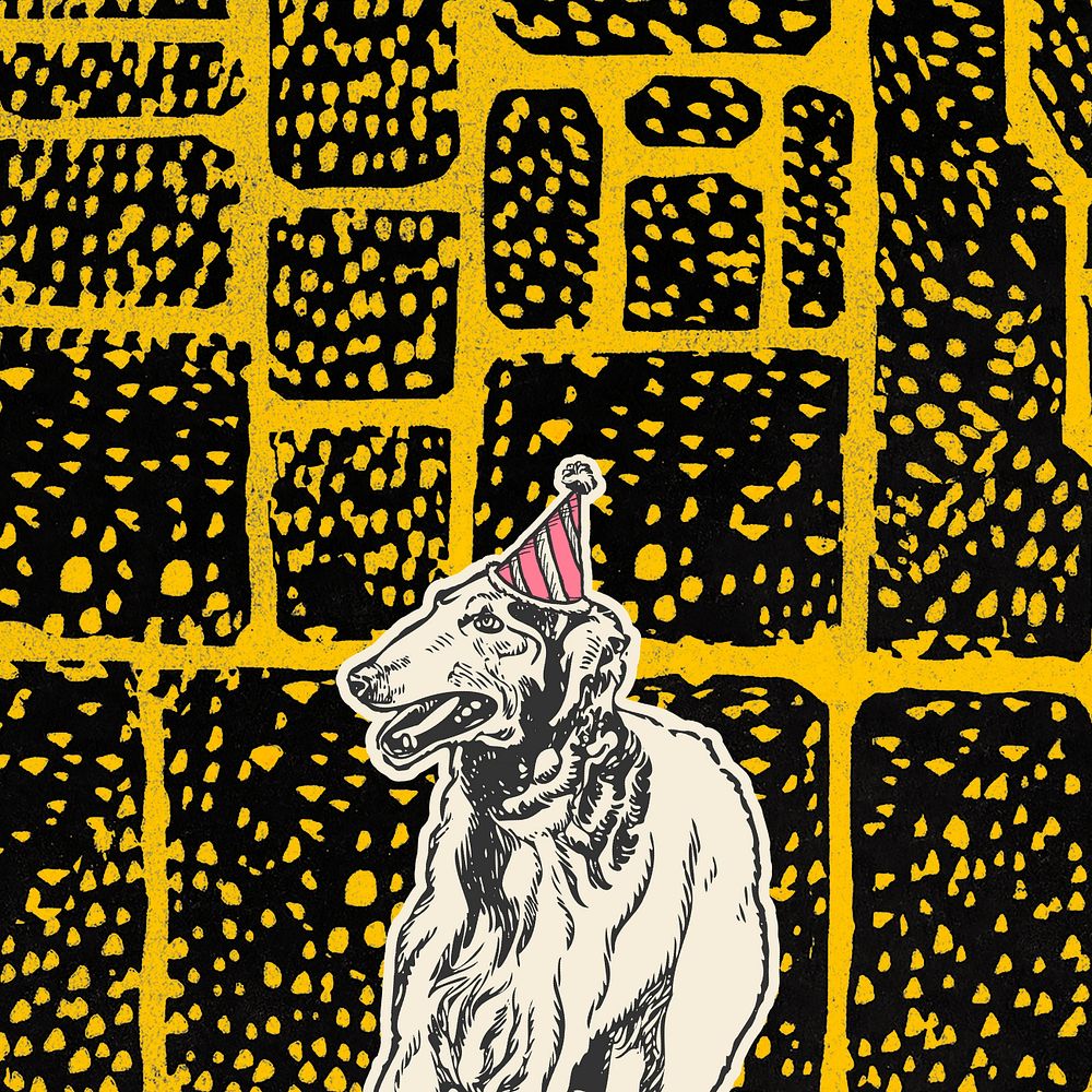 Brick greyhound birthday illustration. editable design