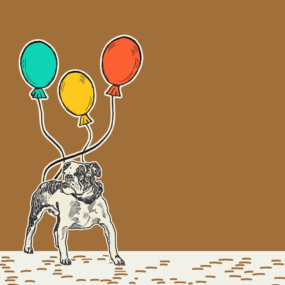 Brown birthday balloon pit-bull, editable design