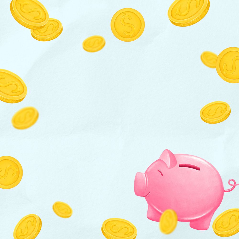 Piggy bank frame background, savings, finance illustration, editable design