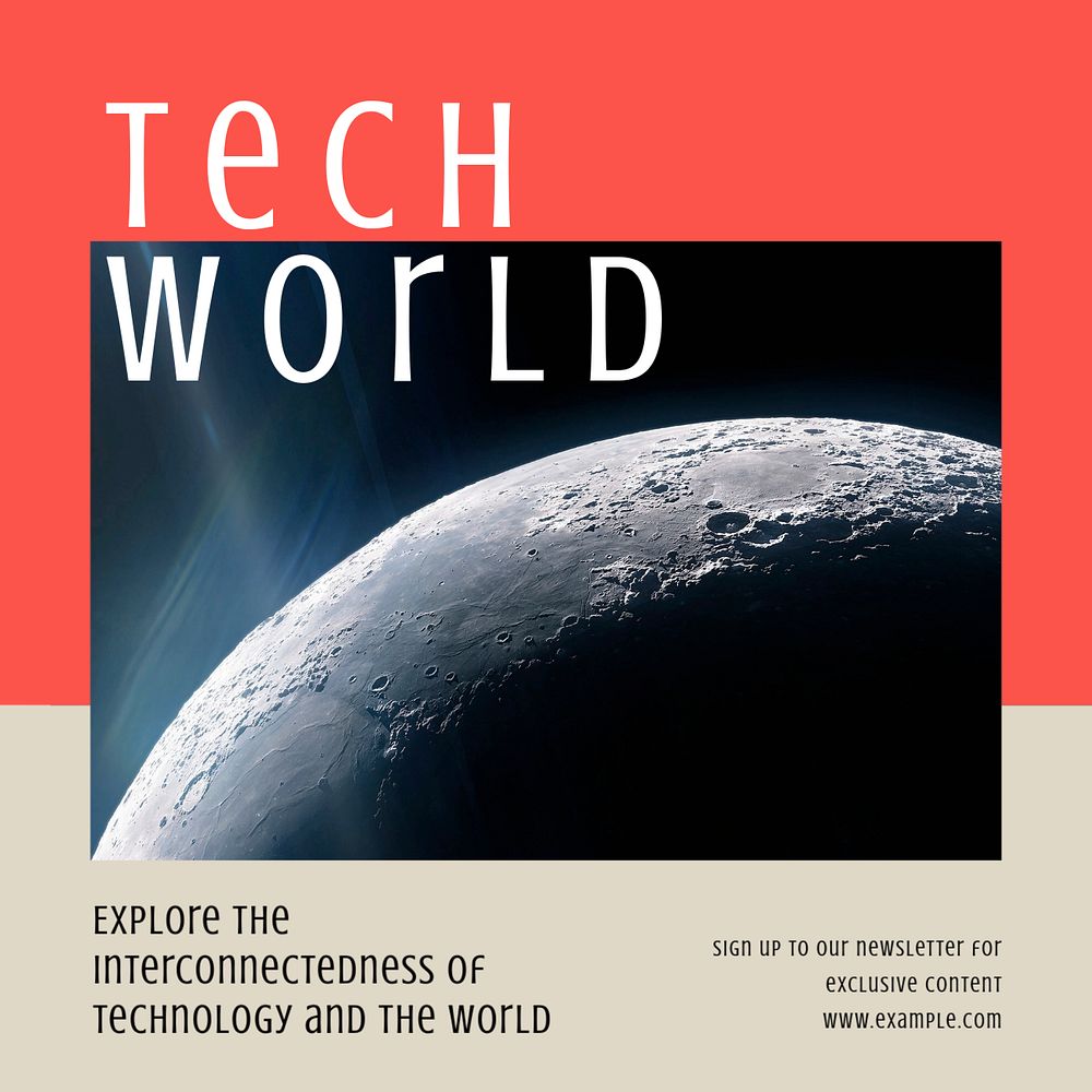 Tech world Instagram post template, editable text