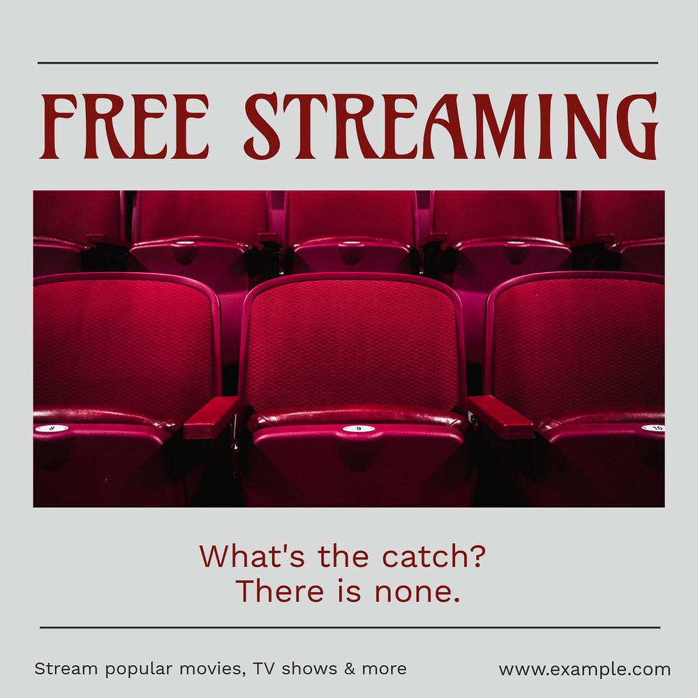 Free movie streaming Instagram post template, editable social media design