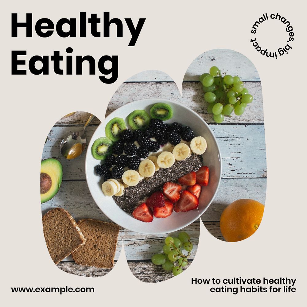 Healthy eating Instagram post template, editable social media design