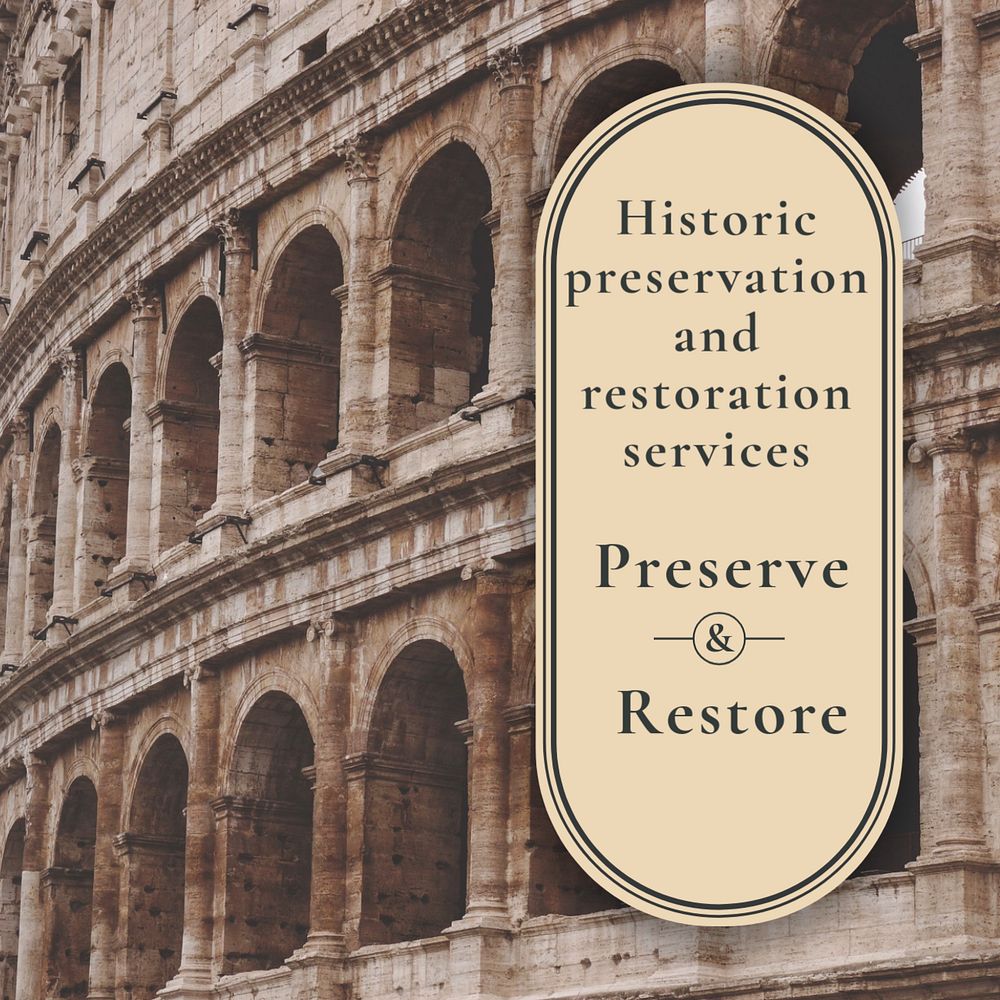 Historical preservation service Instagram post template, editable social media design