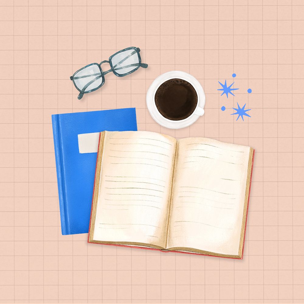 Book and coffee, education aesthetic, editable design