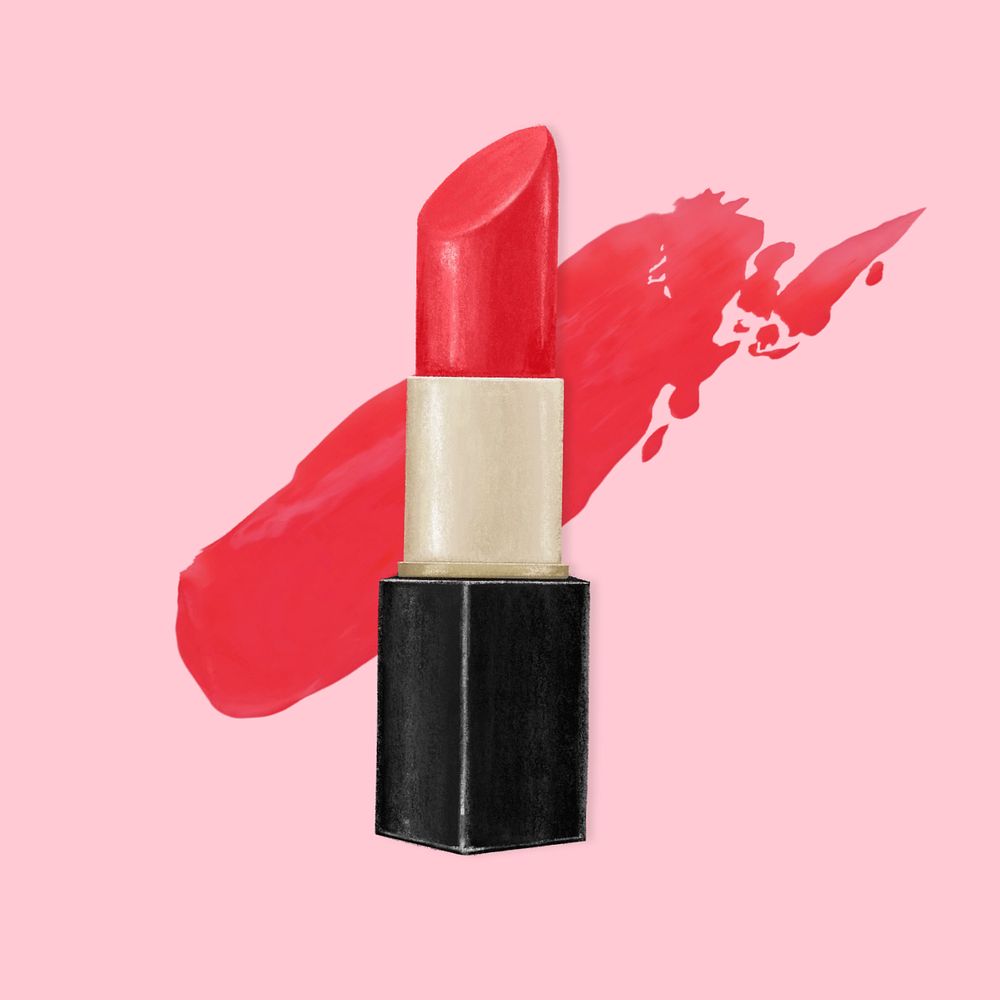 Lipstick smudge makeup illustration, editable design