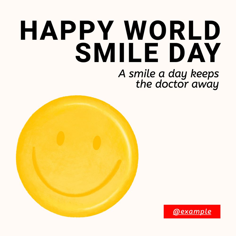 World smile day Instagram post template, editable text