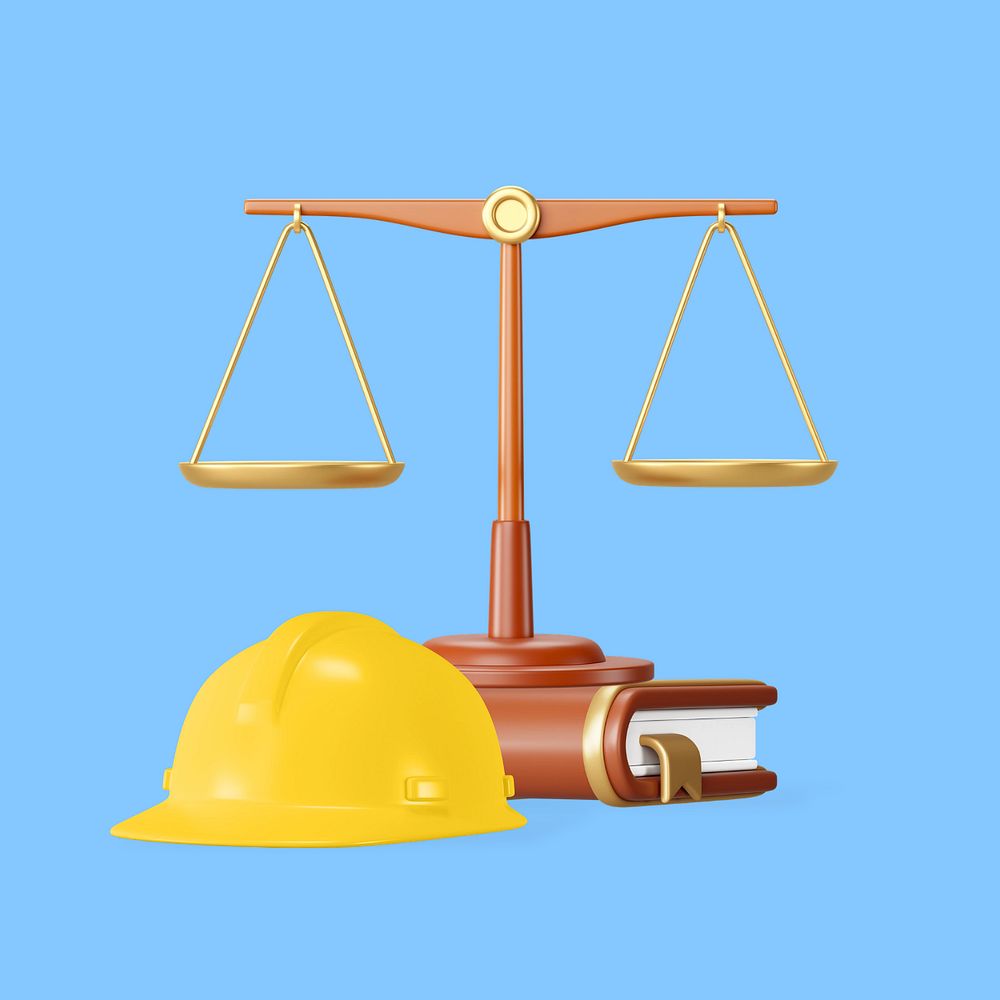 Employment lawyer remix, 3D scale and helmet illustration, editable design