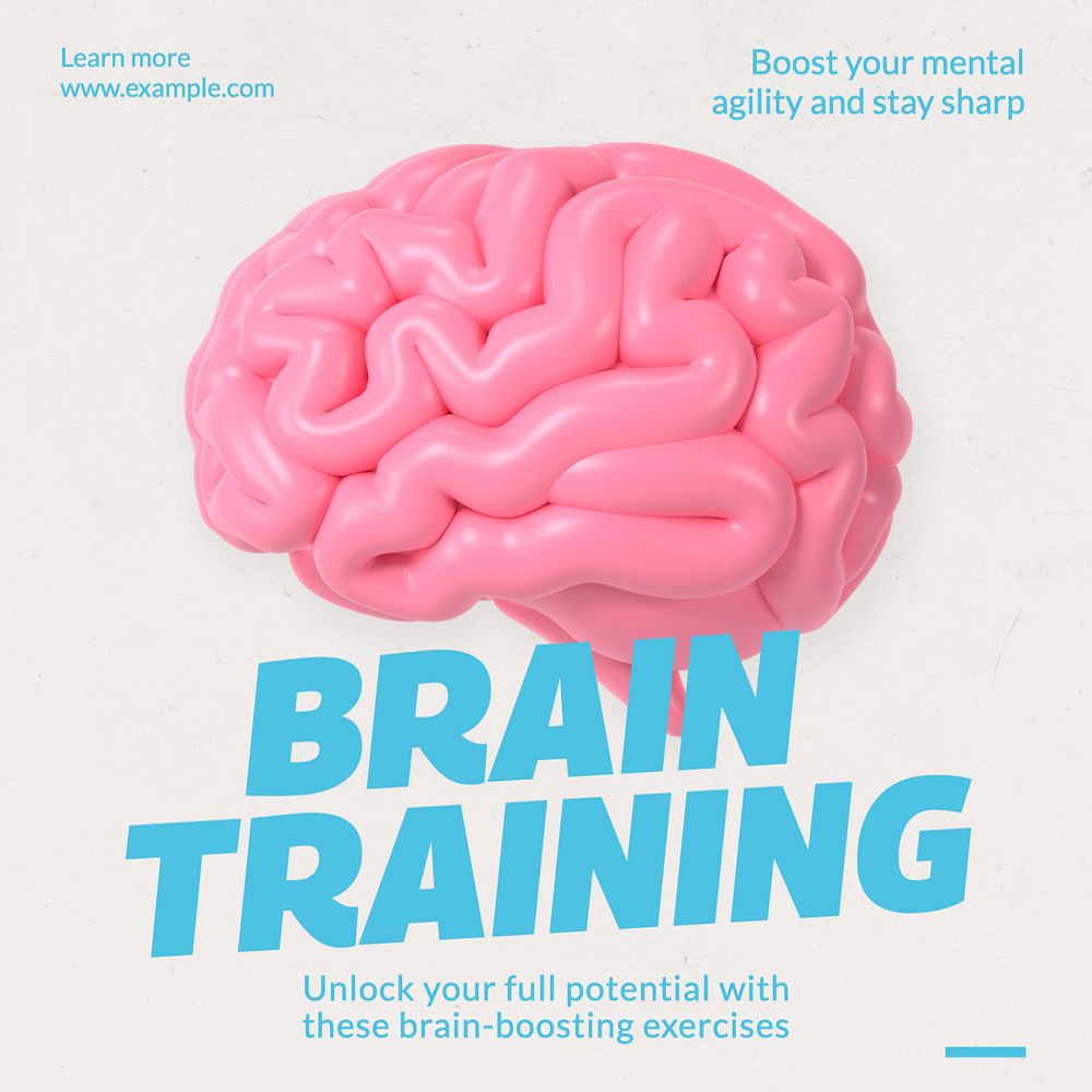 Brain training Instagram post template, editable text