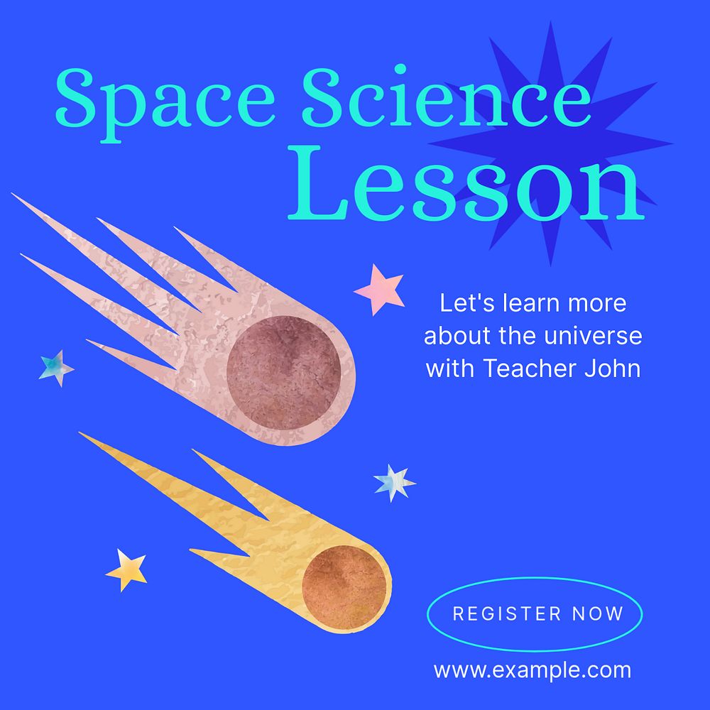 Space science lesson Instagram post template, editable text