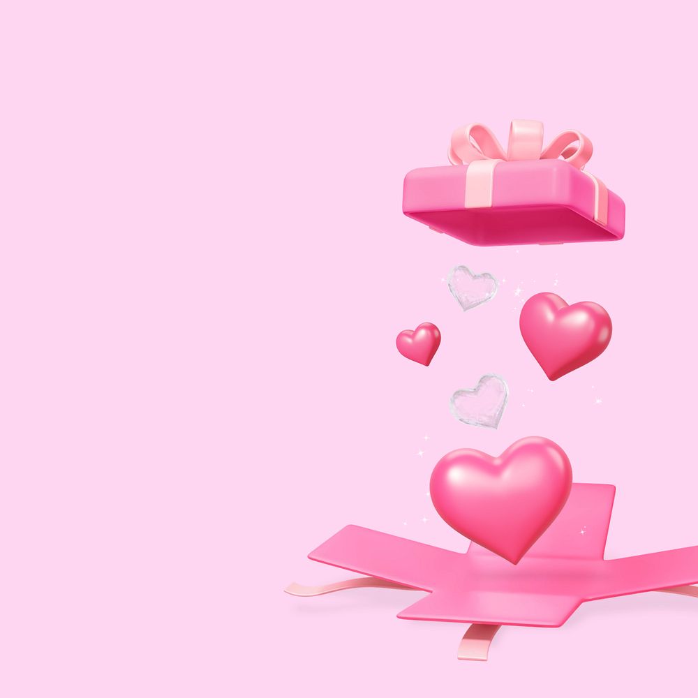 Open Valentine's gift box, 3D celebration remix, editable design