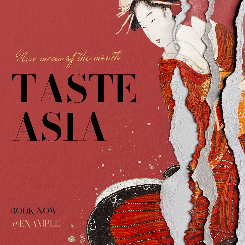 Taste asia Instagram post template, editable text