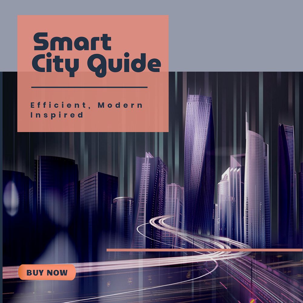 Smart city Instagram post template, editable design