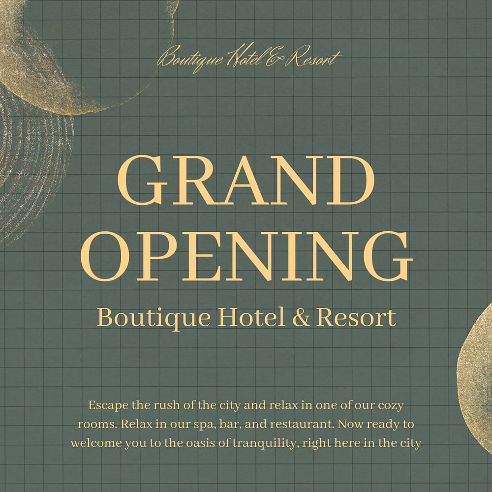 Grand opening, editable template for social media post