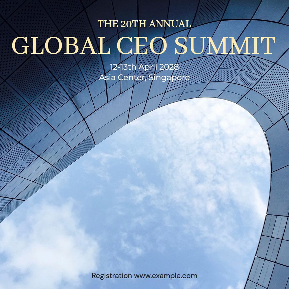 Global CEO summit Instagram post template, editable text