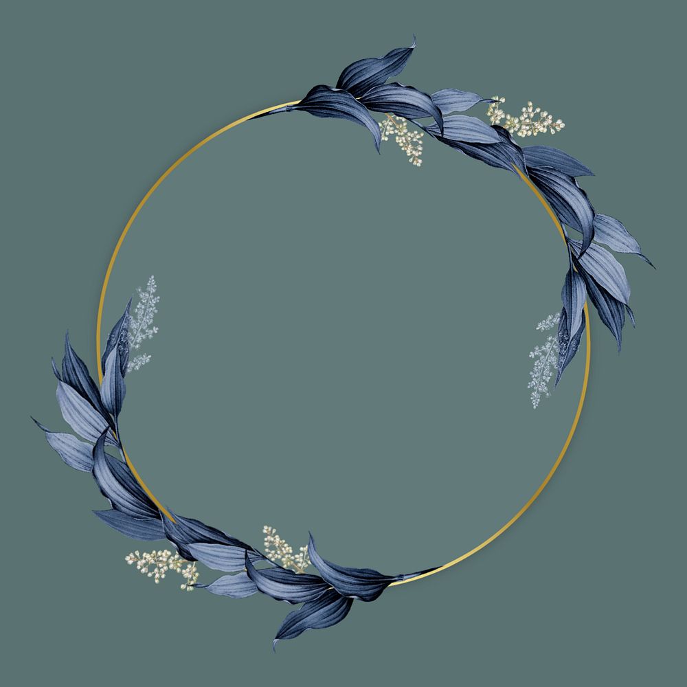 Round gold frame, editable leaf design