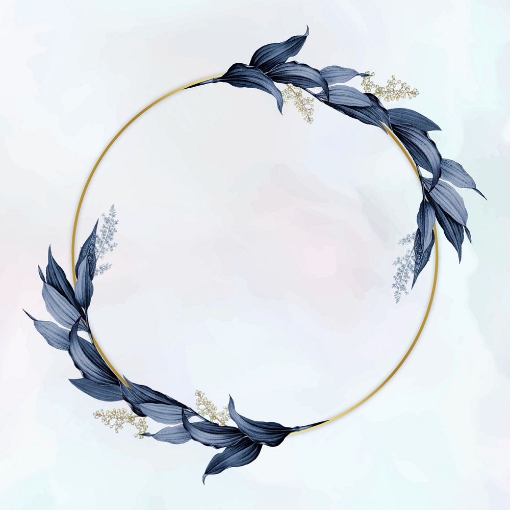 Round gold frame, editable leaf design