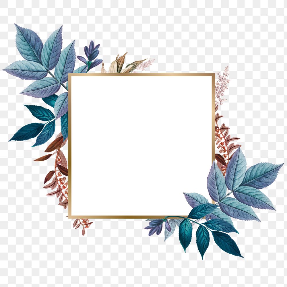 Square gold frame, editable leaf design