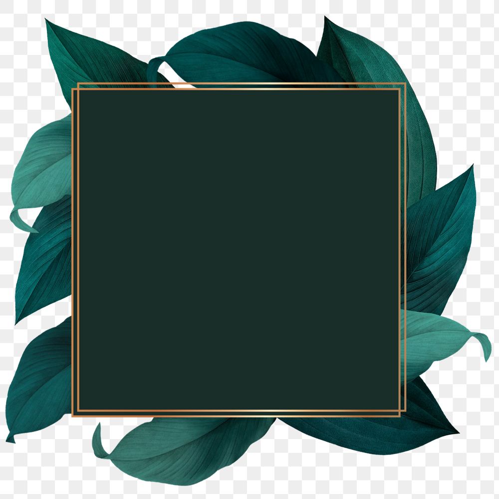 Square gold frame, editable leaf design